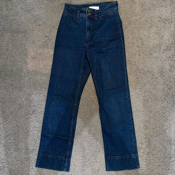 APIECE APART New York Bahia High Waist Straight Leg Dark Wash Blue Jeans EUC - 0 - Picture 1 of 10